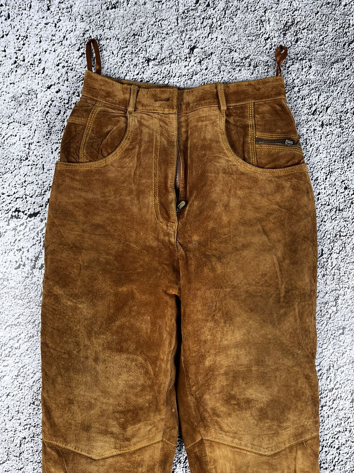 Leather Vintage Y2K retro style suede leather pants avantgarde Size 28" / US 6 / IT 42 - 3 Thumbnail