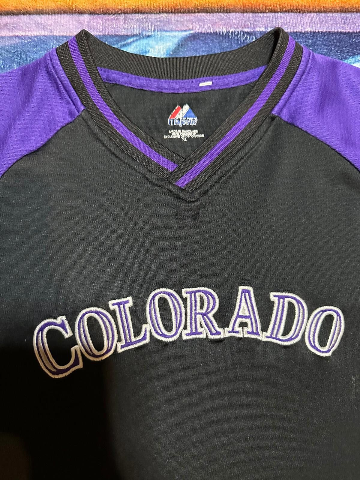 Majestic Colorado Rockies MLB Jersey - Black and Purple, Size XL Size ONE SIZE - 2 Thumbnail