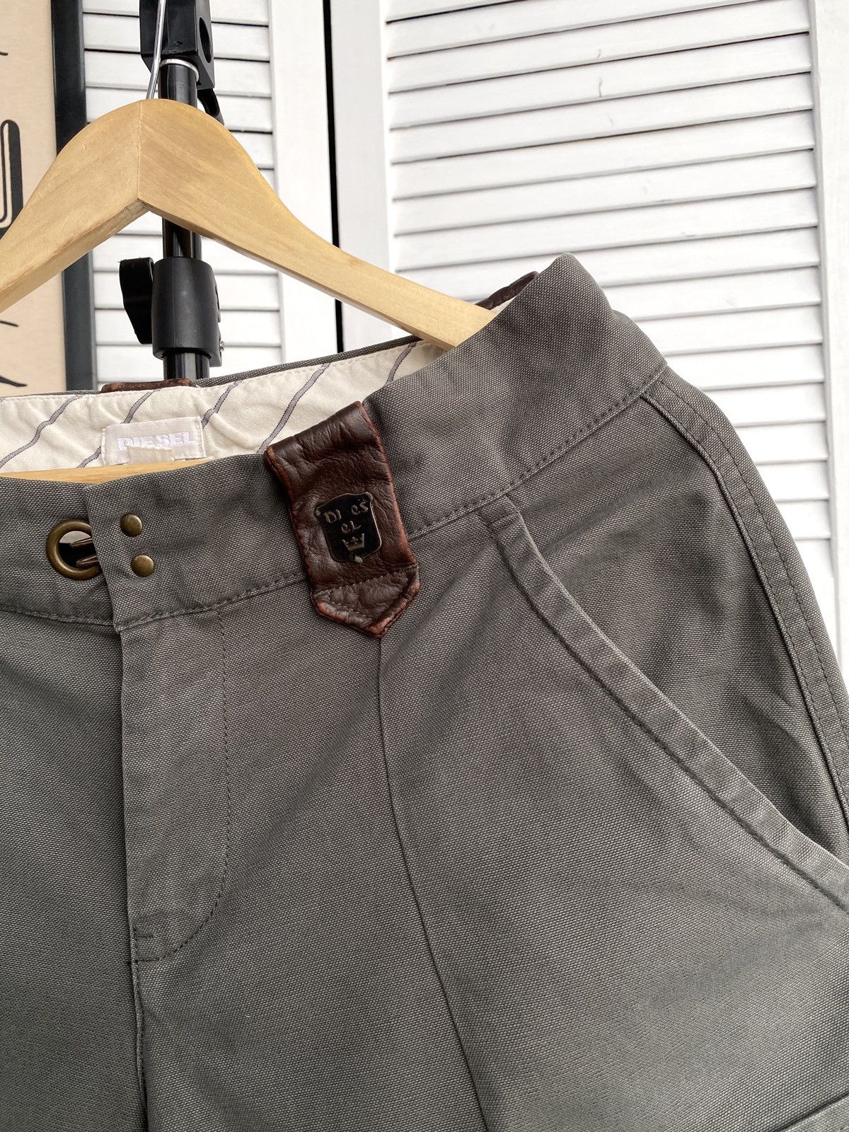 Diesel Diesel Vintage Khaki Military Cargo Shorts Leather Straps Size 29" - 3 Thumbnail