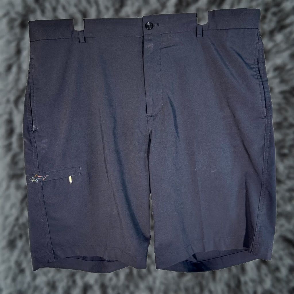 Vintage Greg Norman Mens Golf Shorts 38 Navy Stretch Mid-Rise Flat Front Classic Shorts Mens Navy Cotton Stretch M2052 Size US 38 / EU 54 - 1 Thumbnail