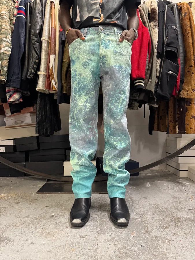 Designer × Roberto Cavalli × Vintage 1990s Roberto Cavalli Green Waves Pants Size US 39 - 2 Thumbnail