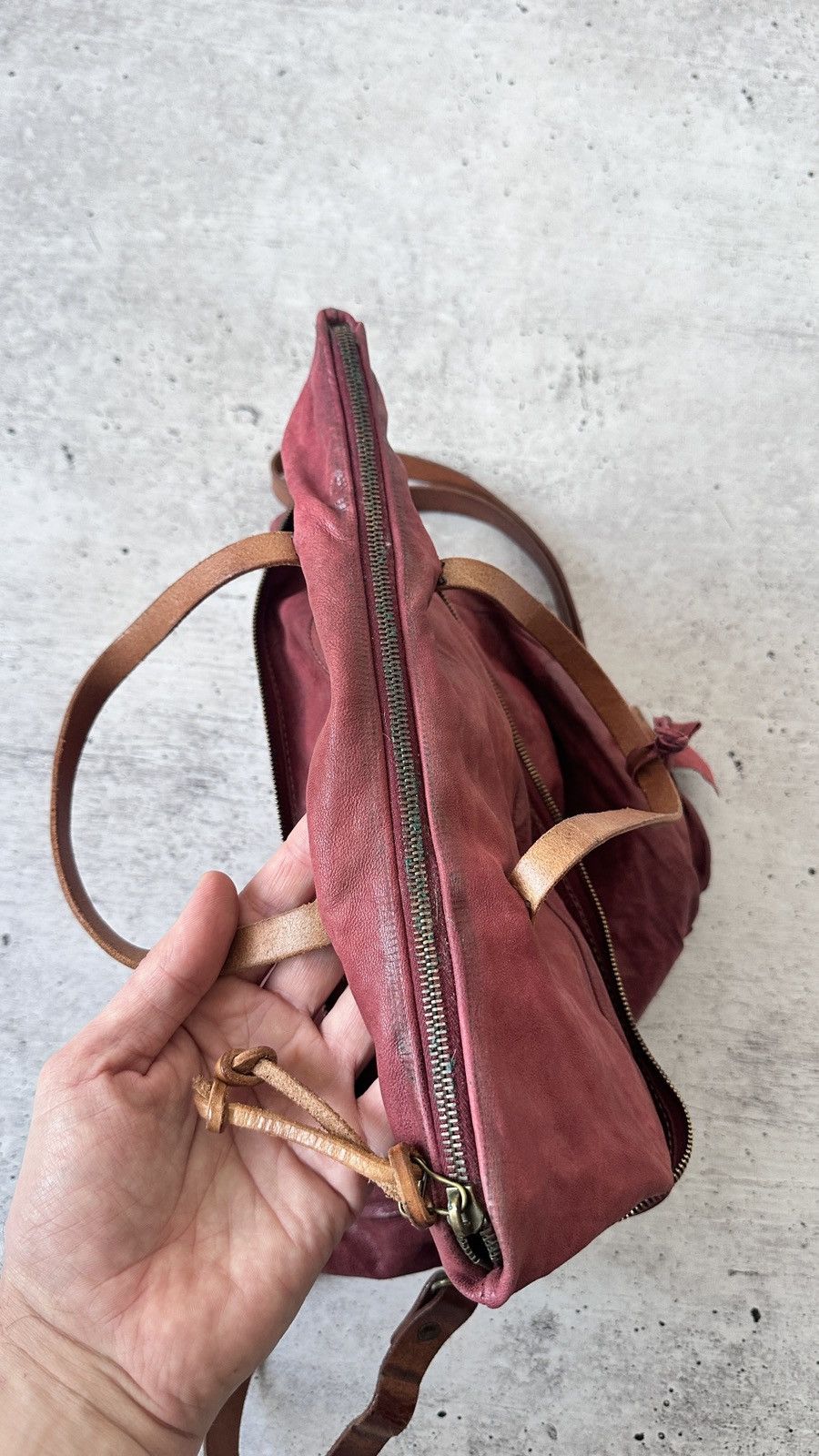 A.S.98 AS98 Leather Hobo Bag Foldover Large Slouchy Tote Oxblood Size ONE SIZE - 11 Thumbnail