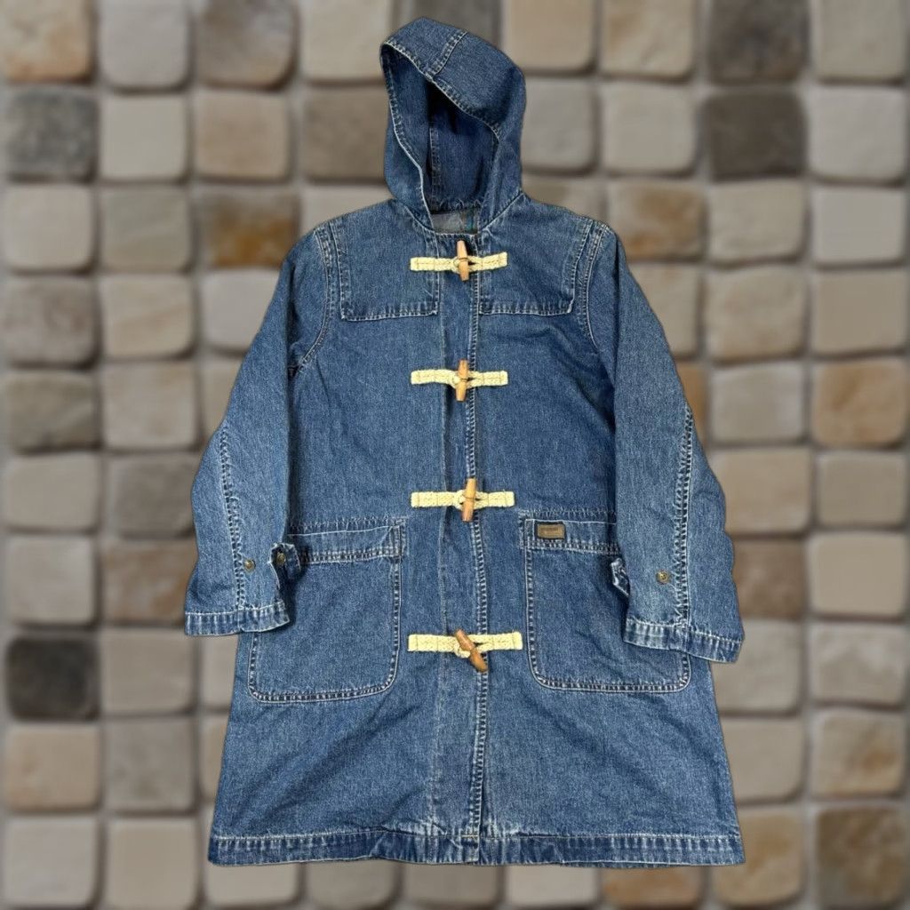 Ralph Lauren VINTAGE Ralph Lauren Jacket Womens M Blue Cotton Denim Rope Duffle Parka Long Sleeve Button Pockets Casual Size M / US 6-8 / IT 42-44 - 1 Thumbnail