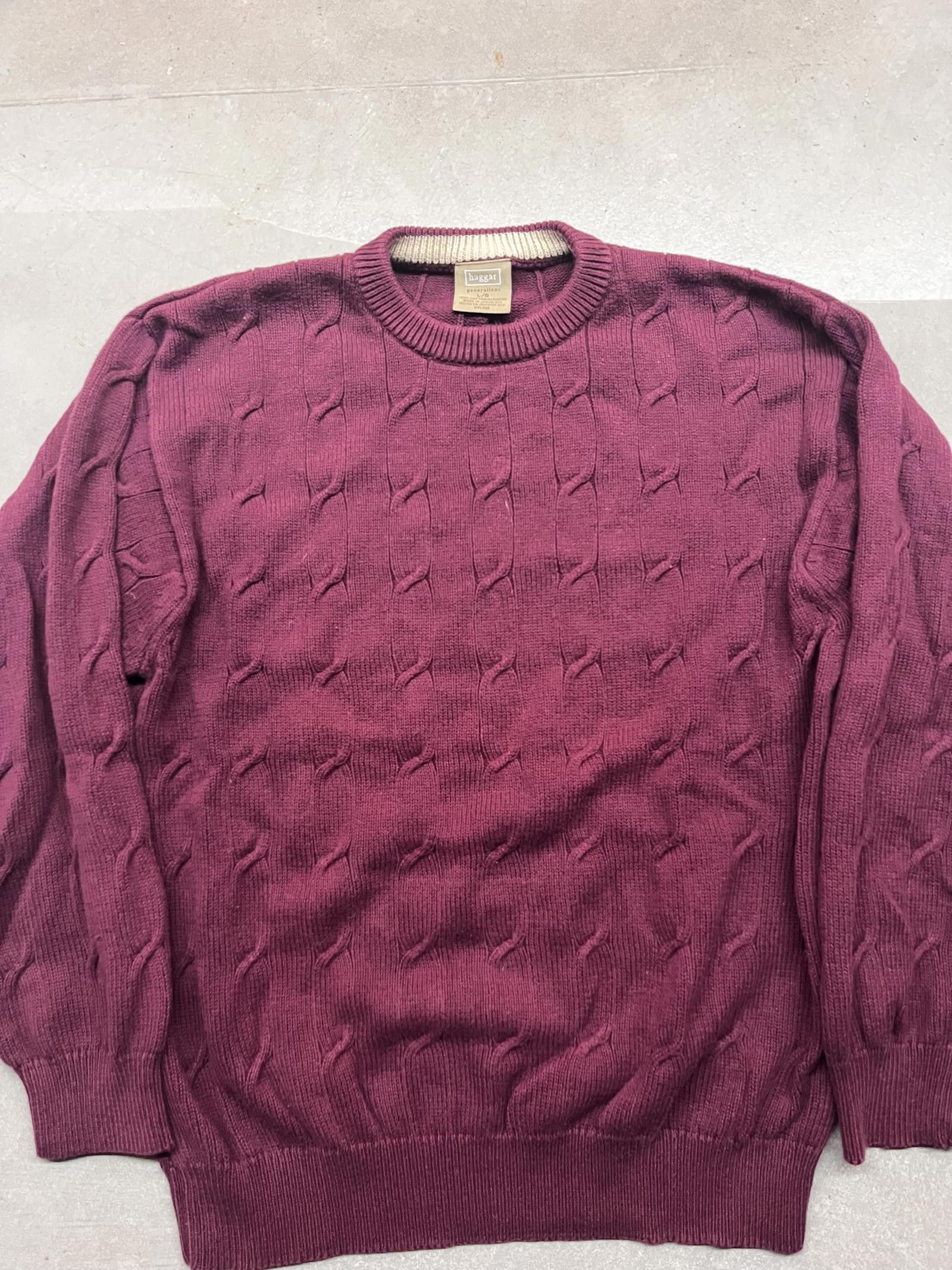 Haggar Vintage 90s Haggar Chunky Cable Knit Crewneck Sweater Size L / US 10 / IT 46 - 2 Thumbnail