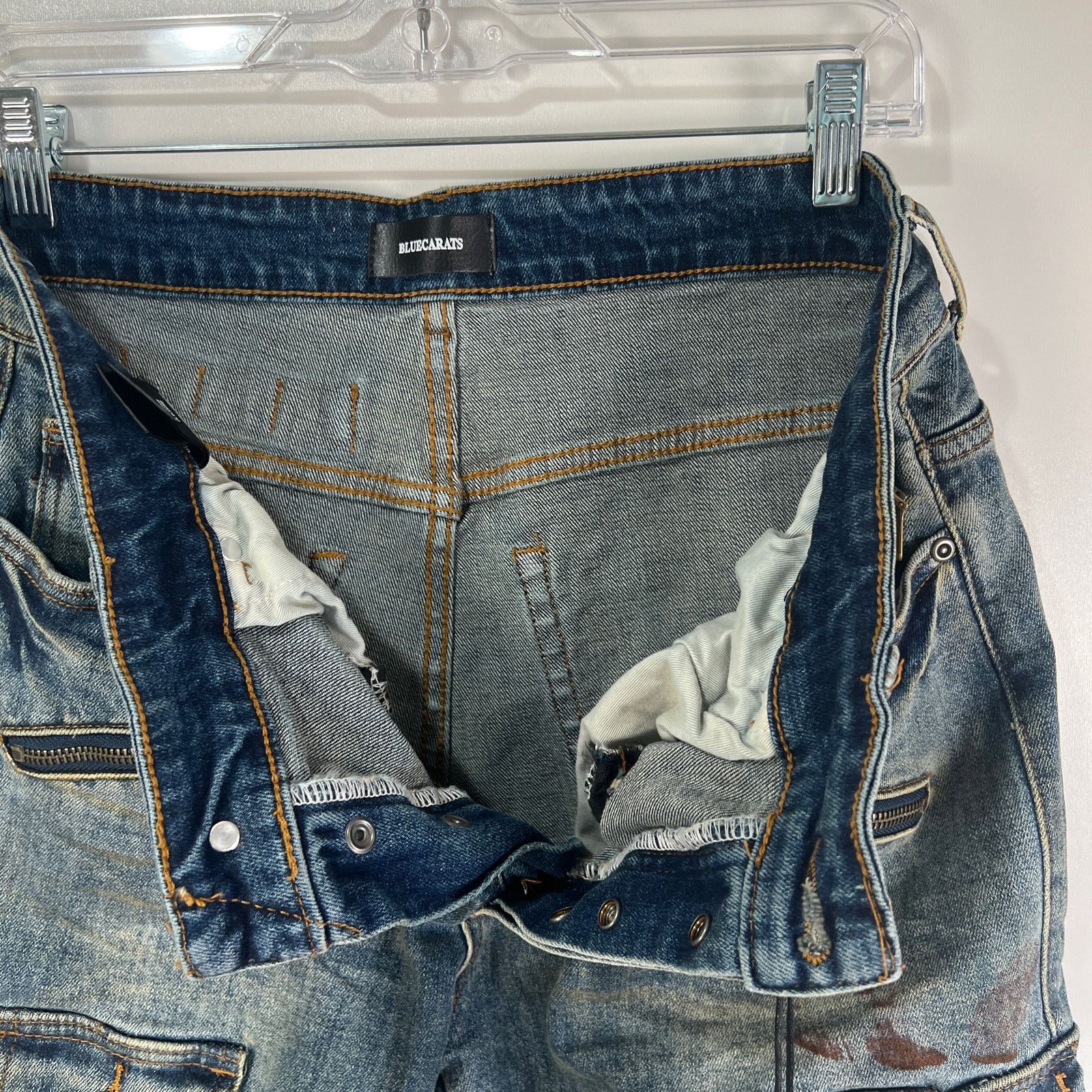Other Bluecarats Spade Slim Fit Cargo Pockets Jeans Distressed Size US 33 - 6 Thumbnail