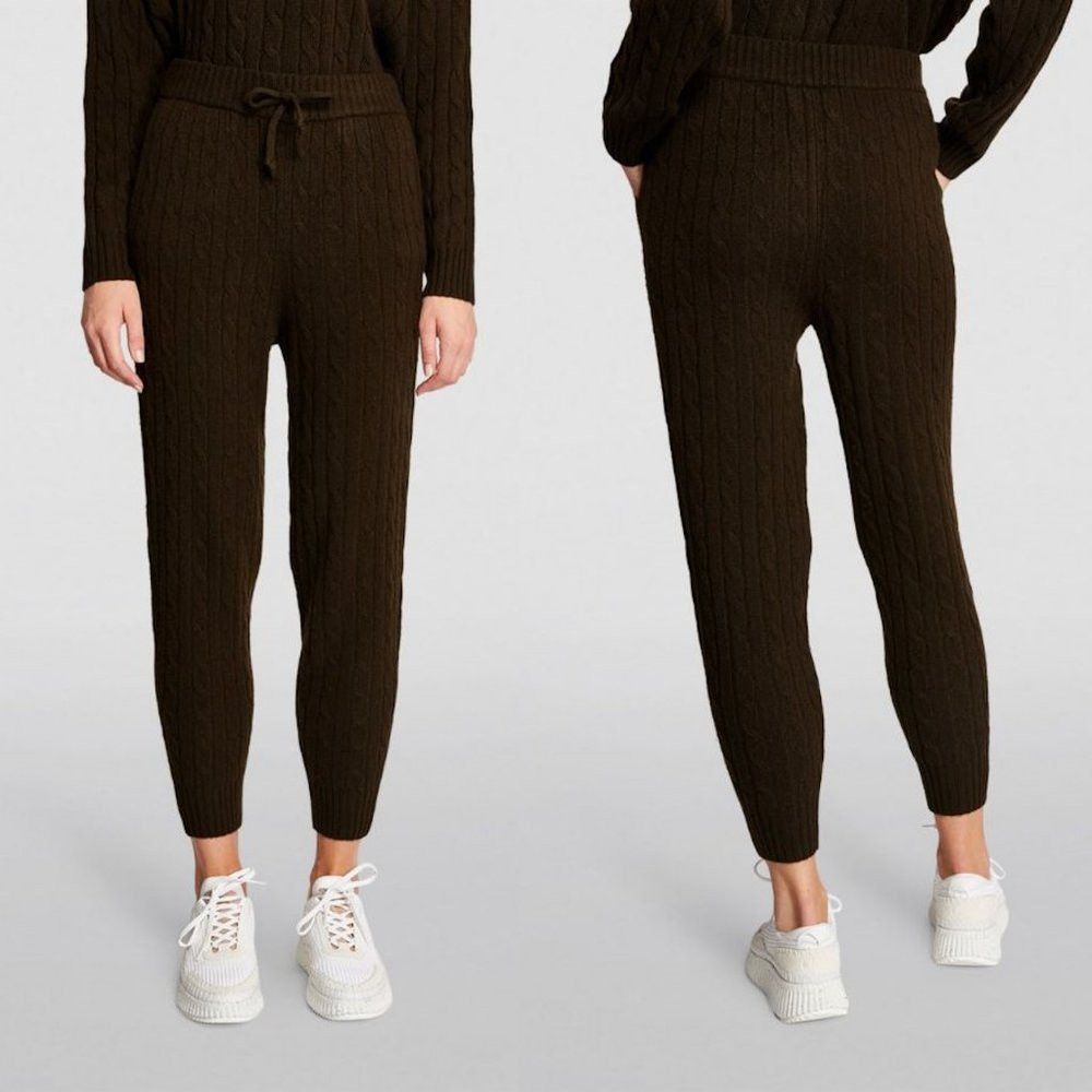 image of NWT New $498 Polo Ralph Laurent Wool Cashmere Knit Pants XL in Brown, Women's (Size 38)