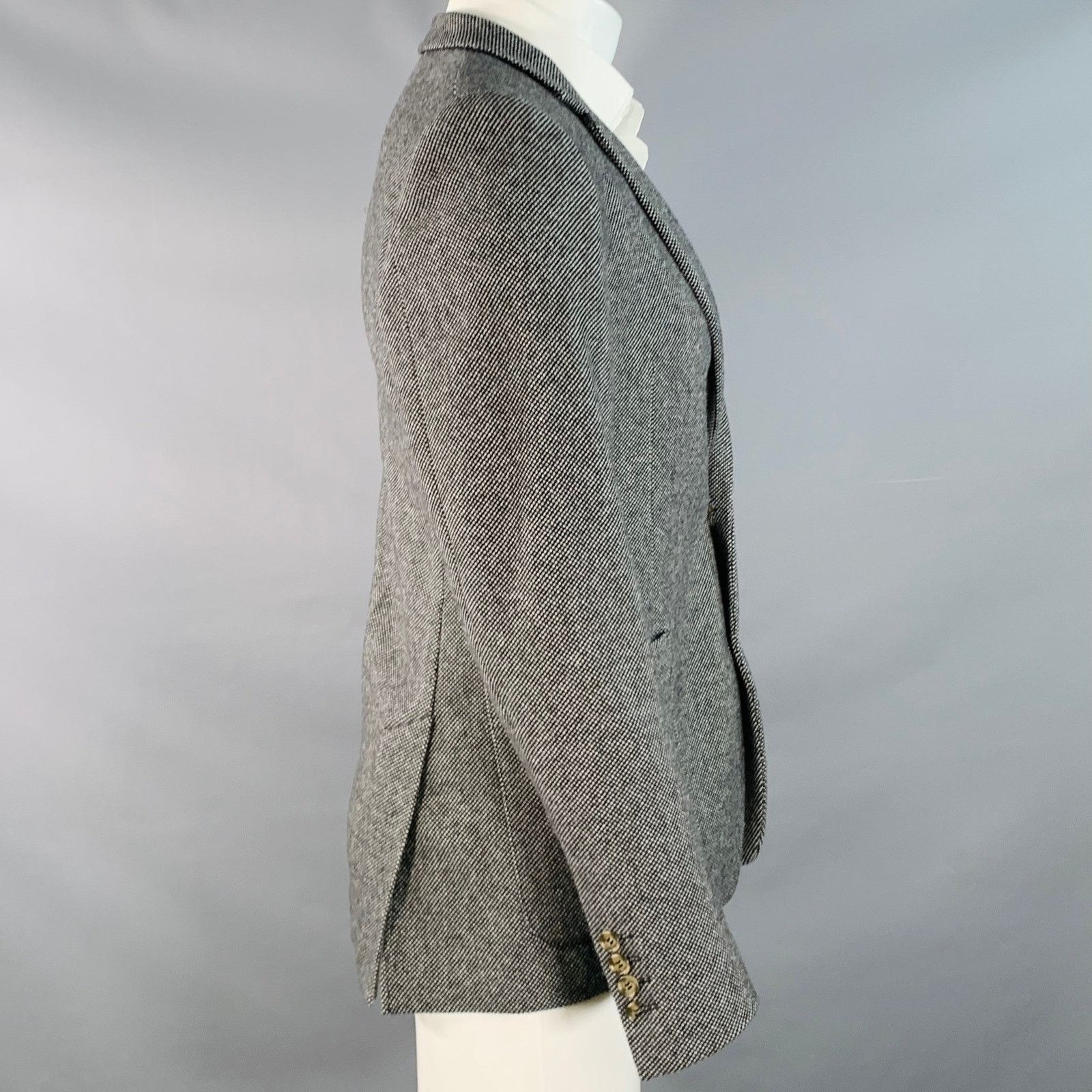 AMI AMI Size 36 Black Woven Wool Blend Notch Lapel Sport Coat Size 36R - 3 Thumbnail