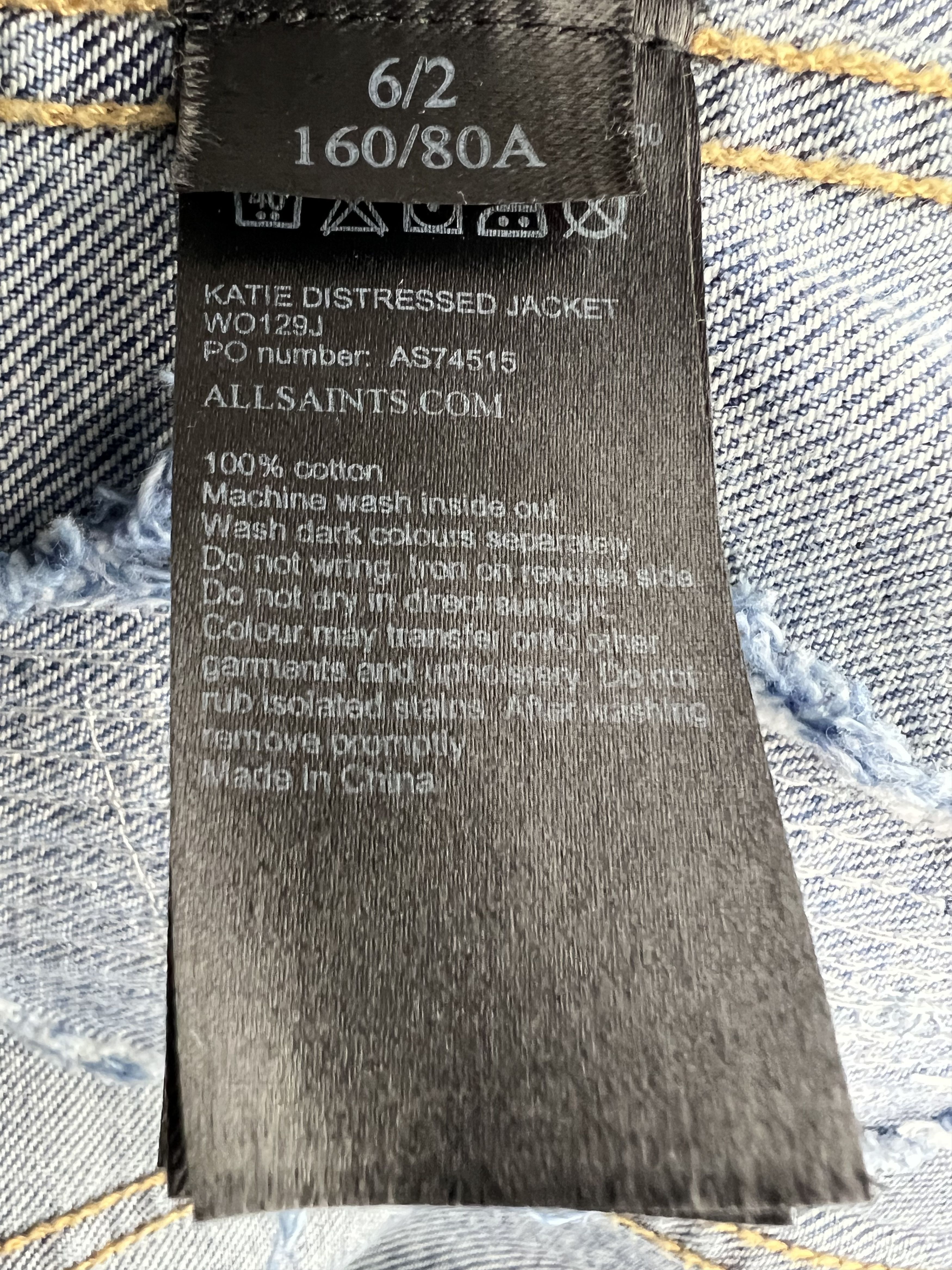 Allsaints AllSaints Women's Cropped Distressed Denim Jacket Size XS Size XS / US 0-2 / IT 36-38 - 18 Thumbnail