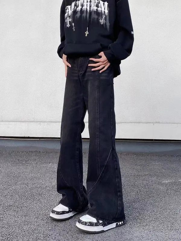 VIBE High Street Vintage Washed Spliced Micro Flare Jeans Size US 34 / EU 50 - 5 Thumbnail