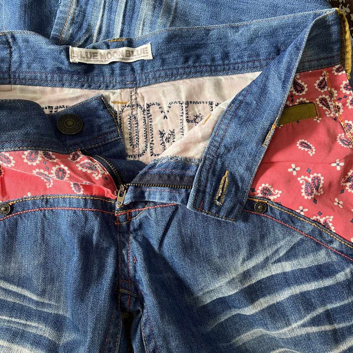 If Six Was Nine × Japan Blue × Japanese Brand Vintage 90s Blue Moon Blue Kapital Patches Jeans Size US 29 - 17 Thumbnail
