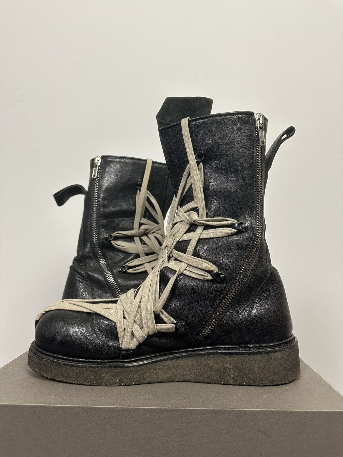 Rick Owens SS20 ‘TECUATL’ Megalace Pentalace Crepe Sole Boots Size US 13 / EU 46 - 7 Thumbnail