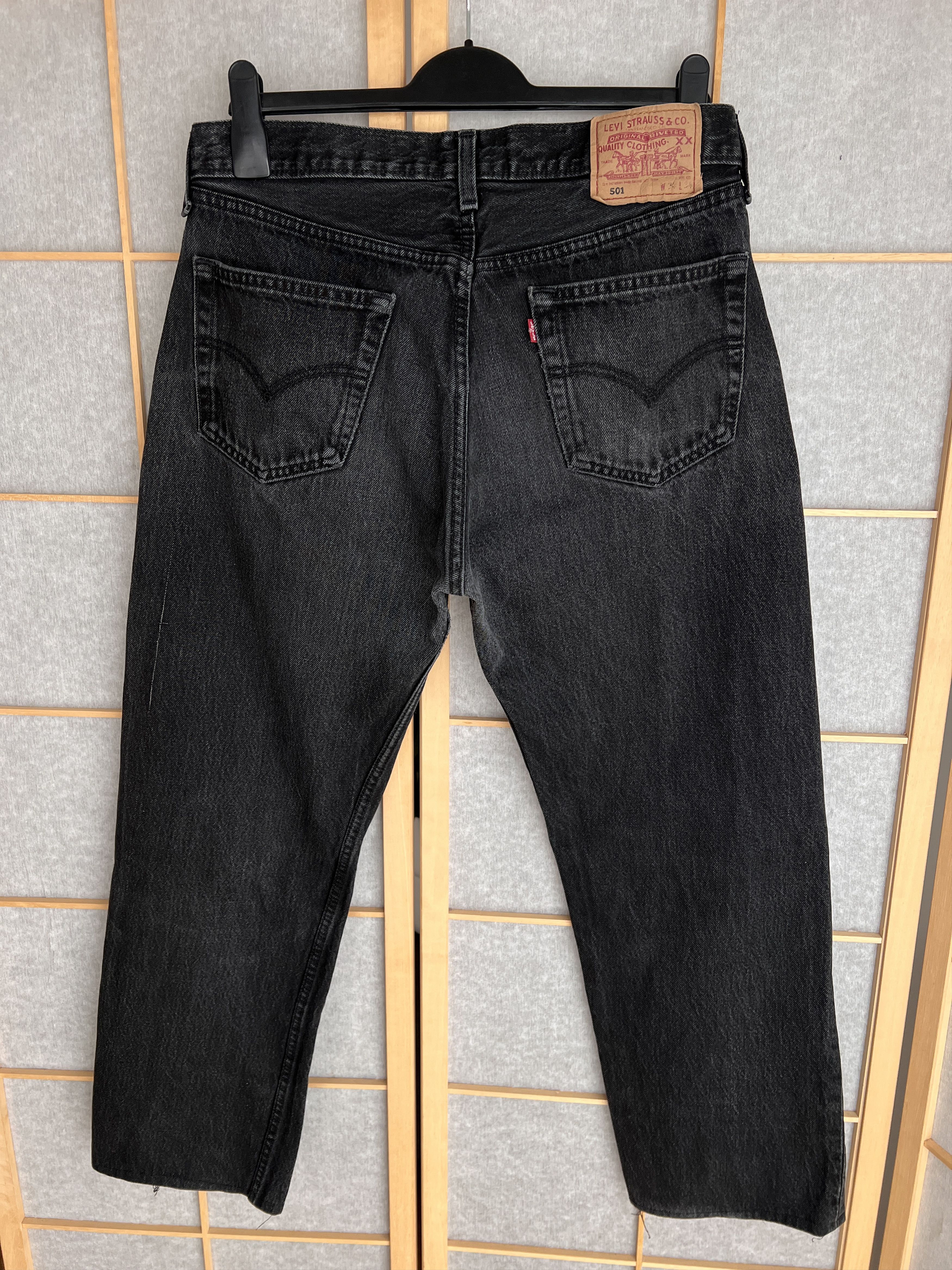 Levi's Levis 501 USA vintage 90s washed black denim jeans cropped Size US 34 / EU 50 - 7 Thumbnail
