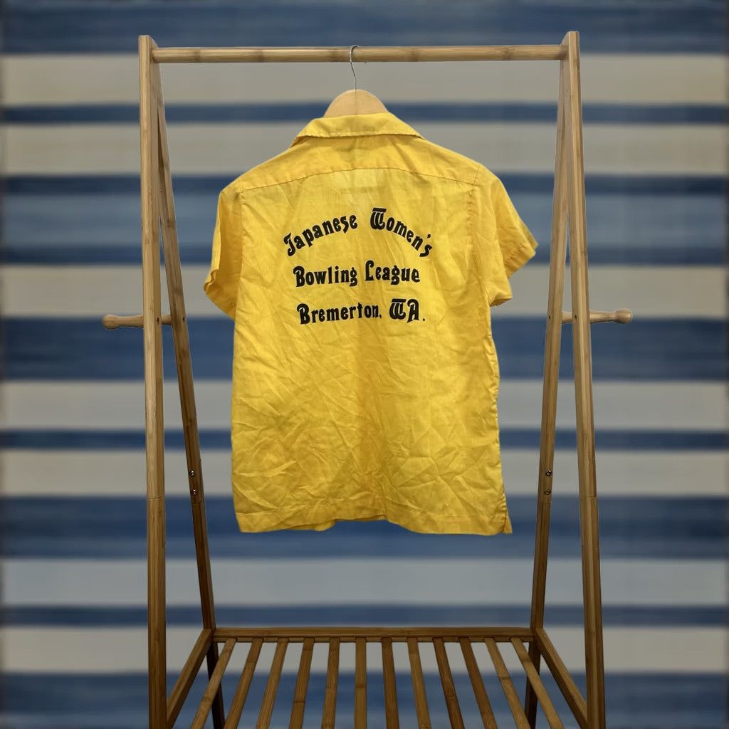 Vintage VTG Hilton Bowling Shirt Women's Yellow 36 Short Sleeve 50s 60s Japanese Mineko League Button Shirt Size XS / US 0-2 / IT 36-38 - 1 Thumbnail