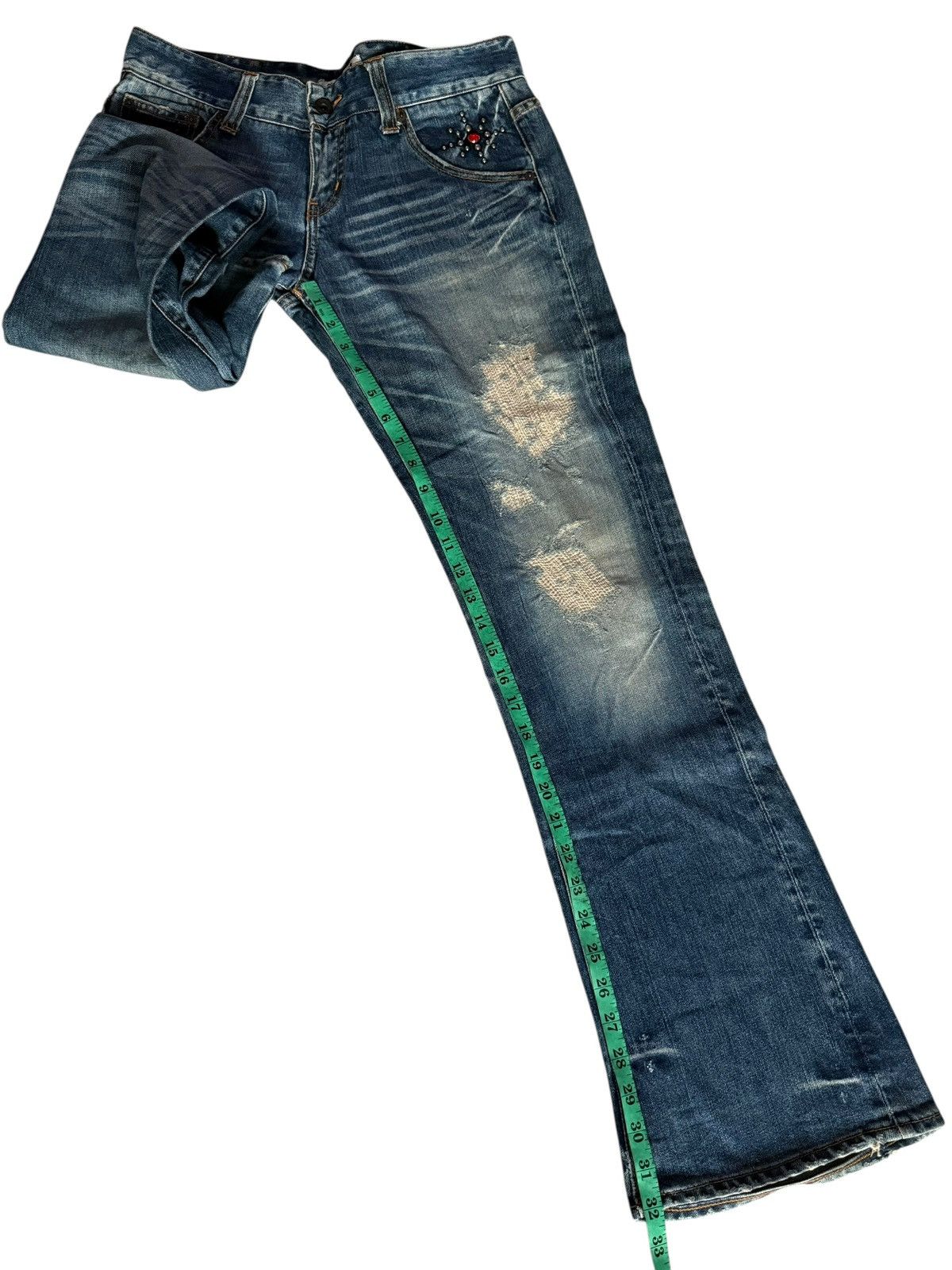 Tornado Mart Flared Jeans Sanford Distressed Faded Bootcut Denim Size US 31 - 14 Thumbnail