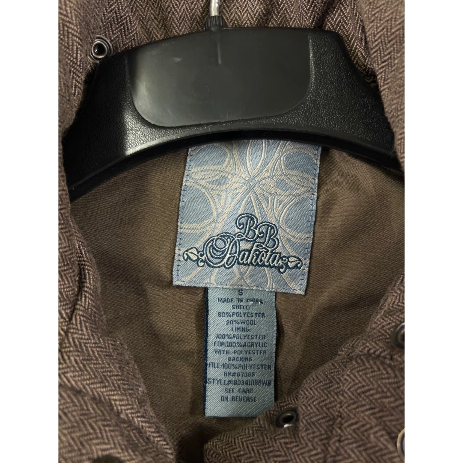 BB Dakota BB Dakota Vest Women Small Brown Wool Blend Herringbone Casual Fall Outdoor Sleeveless Size S / US 4 / IT 40 - 3 Thumbnail