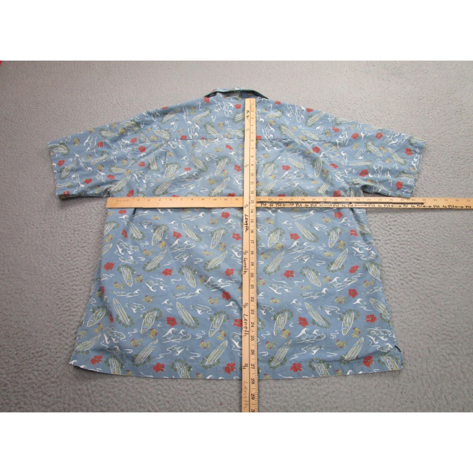 J.Crew VINTAGE J.CREW Shirt Mens Medium Blue Hawaiian Surfboard Fish Floral Print Button Up Size US M / EU 48-50 / 2 - 6 Thumbnail