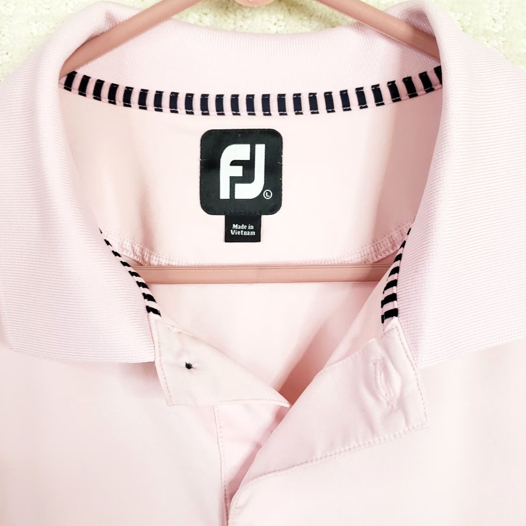 Footjoy FootJoy Polo Shirt Men's L Pink Striped Short Sleeve Breathable Quick Dry Hide Out Logo Golf Shirt Size US L / EU 52-54 / 3 - 6 Thumbnail