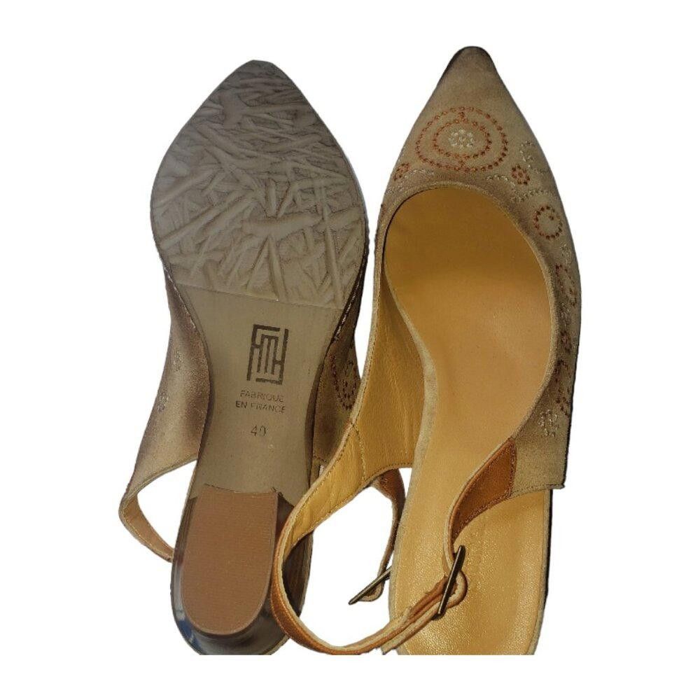 Sundae School SH119 Sundance Minette Embroidered Leather Slingback Tan 9.5 Size US 9.5 / IT 39.5 - 8 Thumbnail
