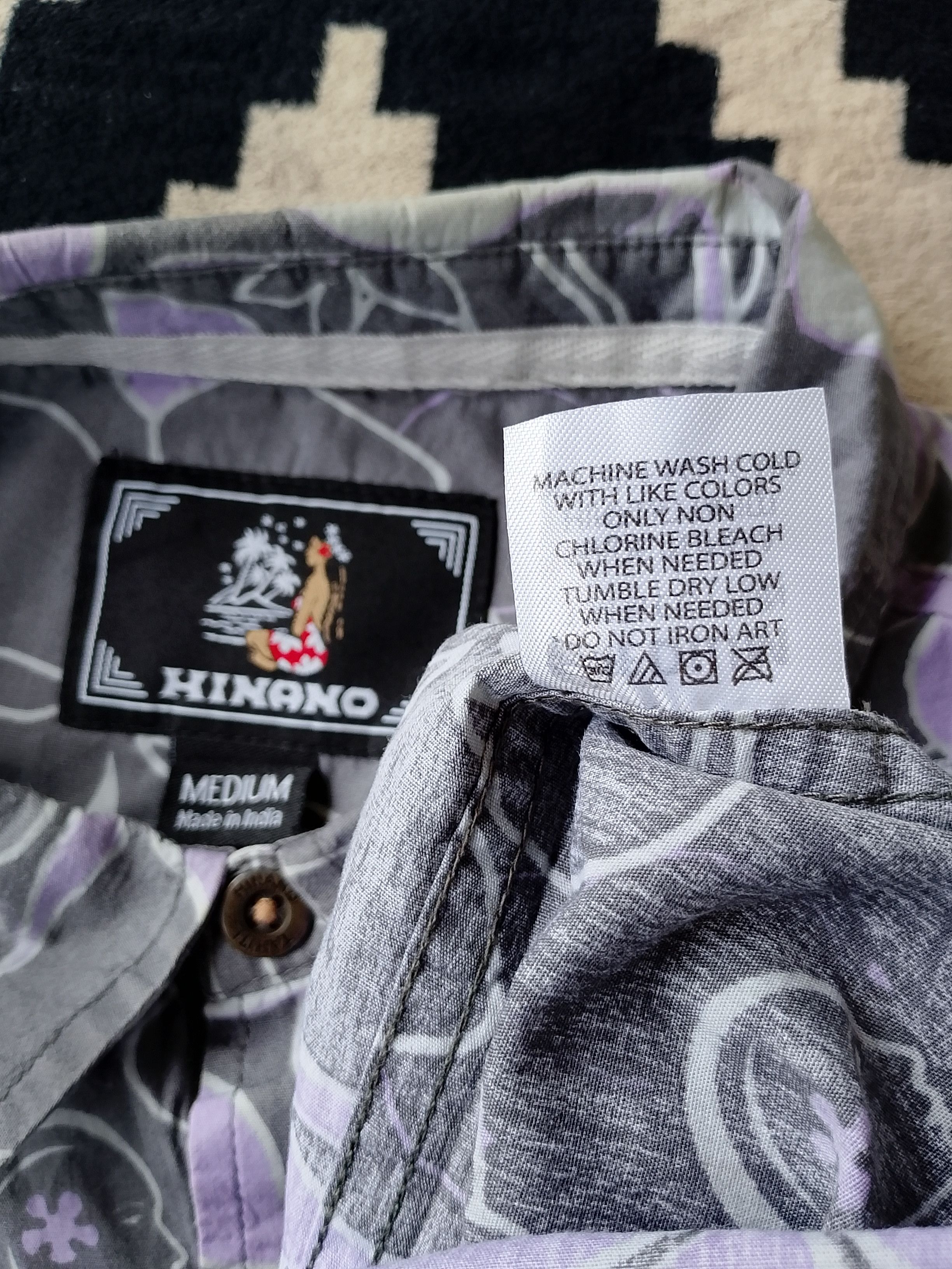 Vintage Hinano Tahiti Muted Lavender Archive Hawaiian Shirt Size US M / EU 48-50 / 2 - 7 Thumbnail