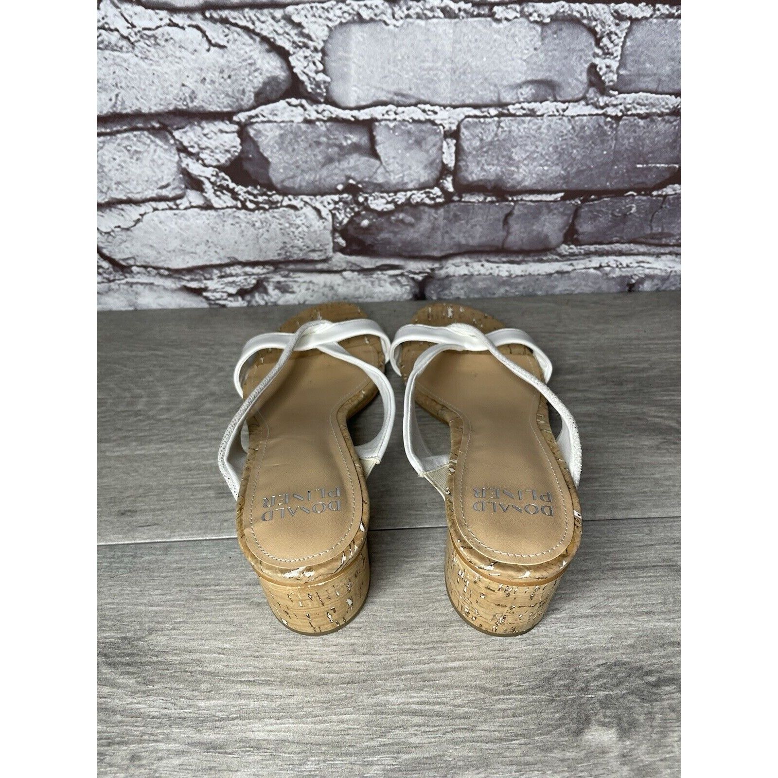 Donald Pliner Donald Pliner OONA White Leather Open Toe Cork Heel Sandals Size US 8 / IT 38 - 17 Thumbnail