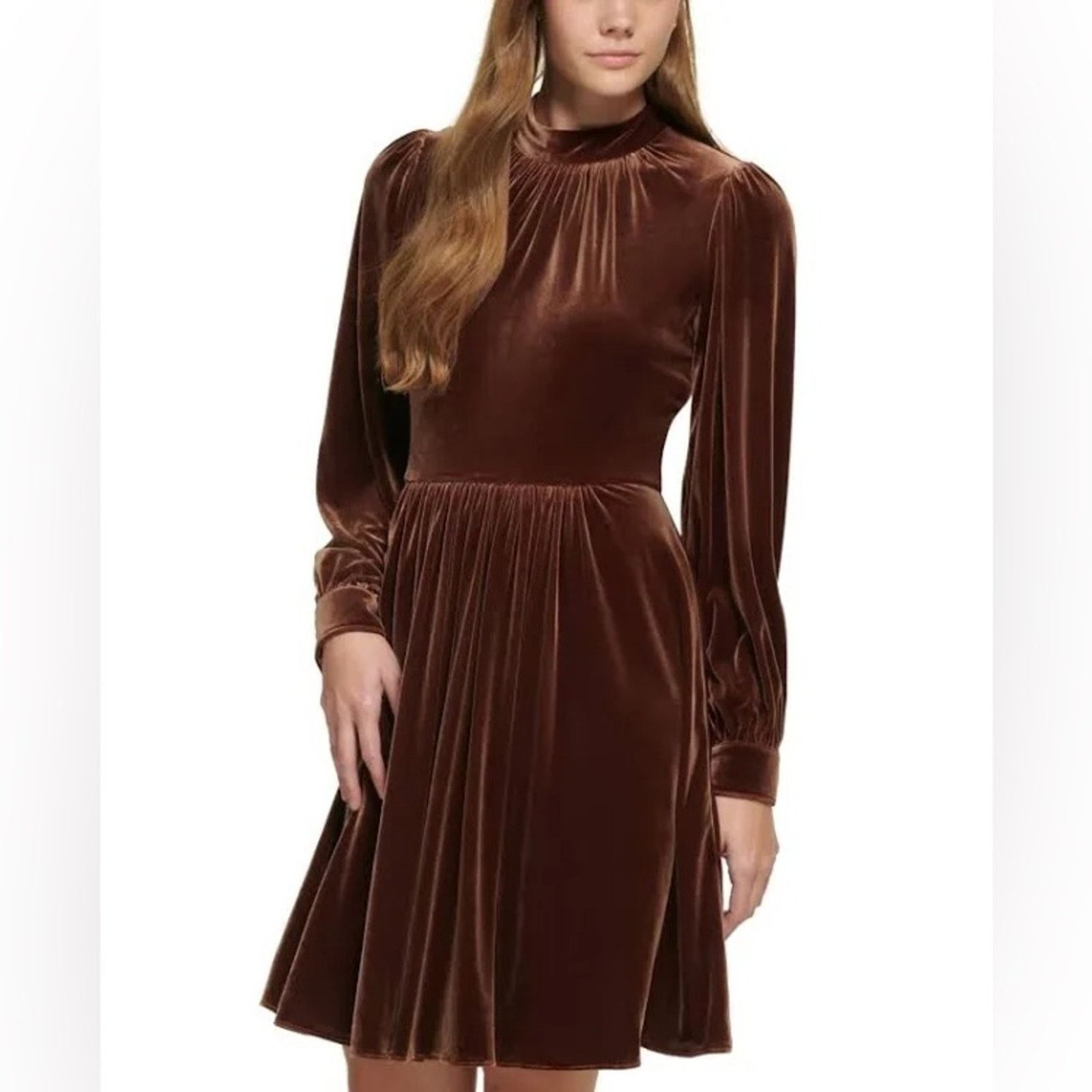Calvin Klein Calvin Klein Womens Velvet Knee Fit & Flare Dress Size XL / US 12-14 / IT 48-50 - 2 Thumbnail