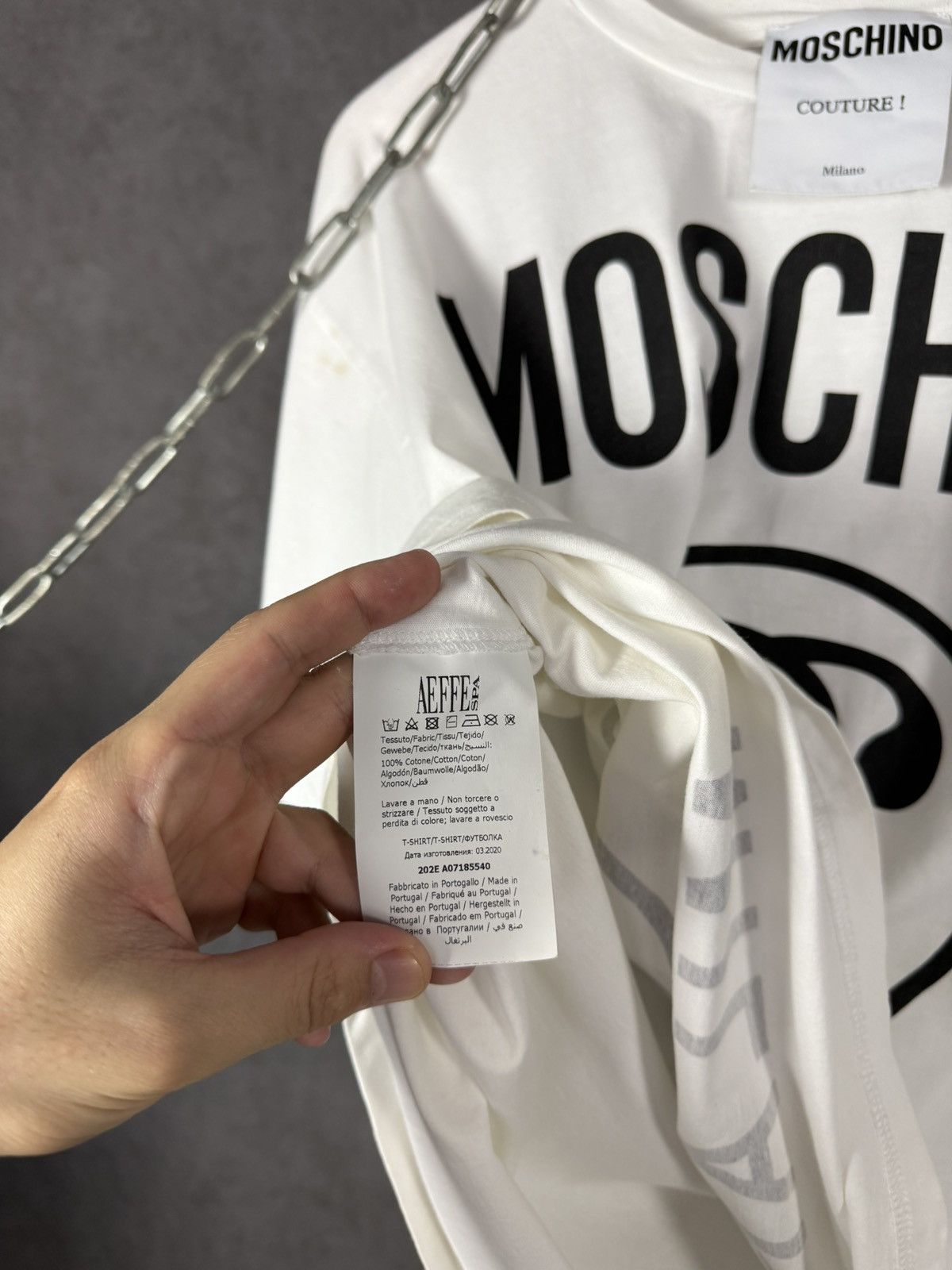 Designer × Moschino Moschino Milano luxury designer tee Size US L / EU 52-54 / 3 - 4 Thumbnail