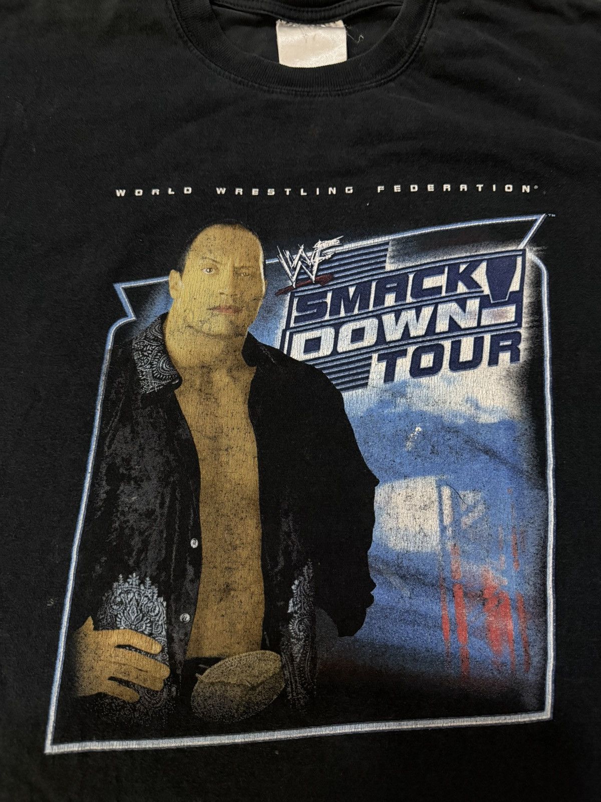 WWF Vintage 00s WWF The Rock Asia Tour T Shirt Paint Splatter Size US M / EU 48-50 / 2 - 3 Thumbnail