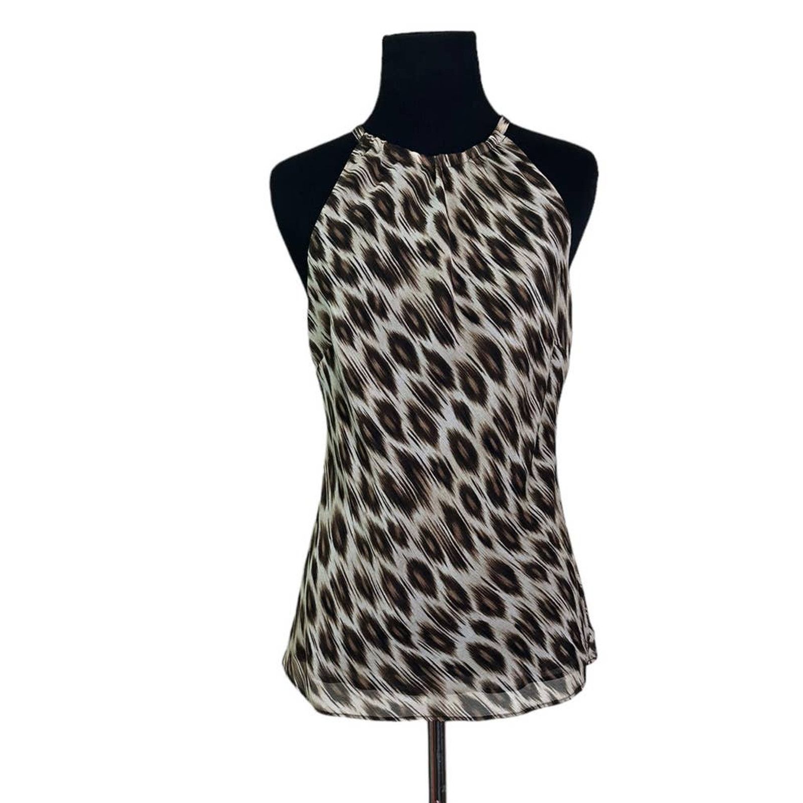 Ann Taylor Ann Taylor brown silk animal print sleeveless blouse size 2 Size XS / US 0-2 / IT 36-38 - 5 Thumbnail