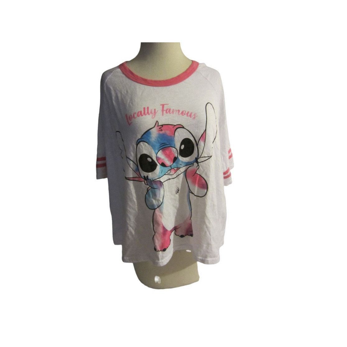 Disney Disney Stitch Locally Famous Graphic Tee White Pink Trim 2XL Size XXL / US 16-18 / IT 52-54 - 2 Thumbnail