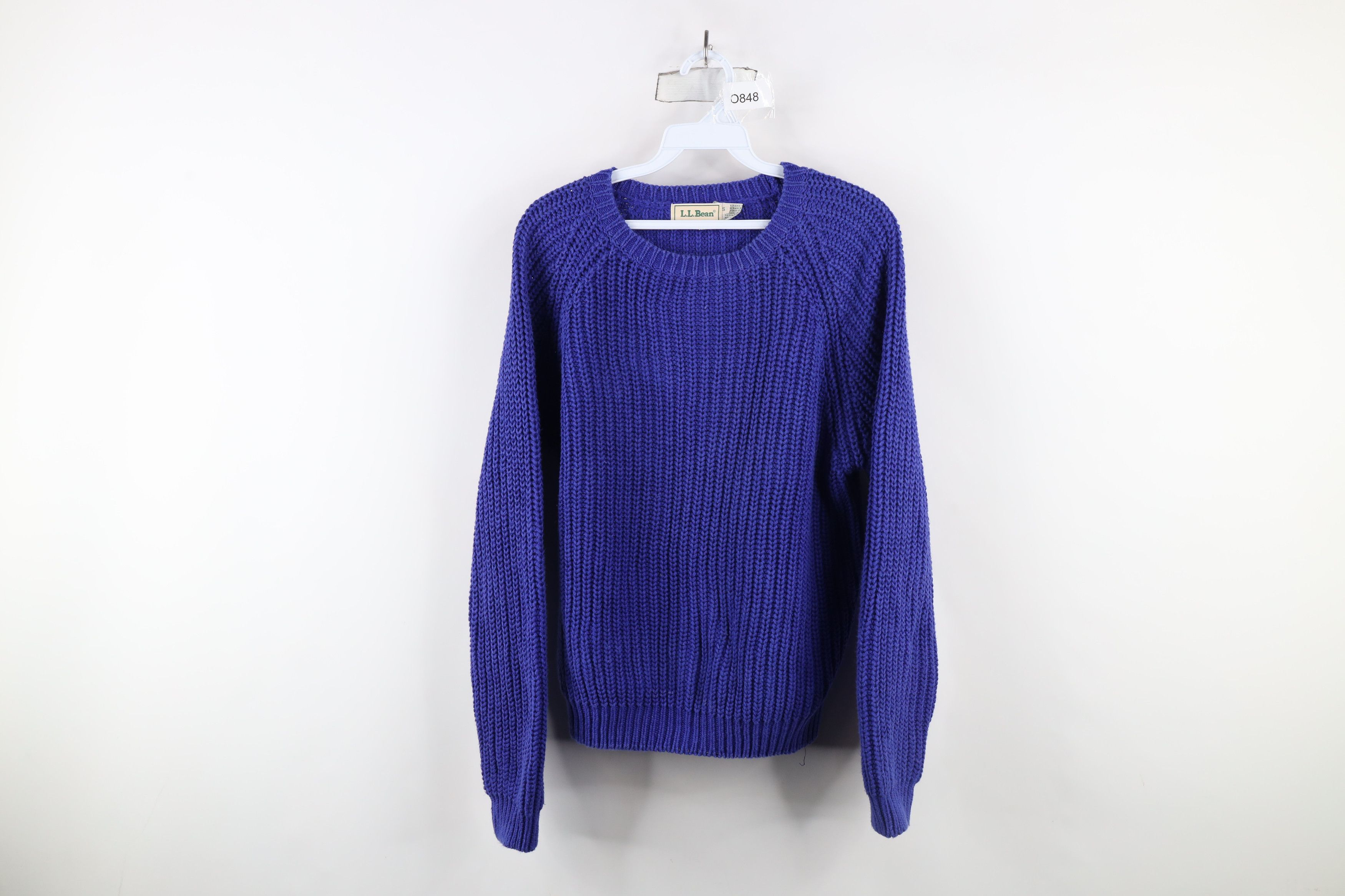 L.L. Bean × Vintage Vintage 90s LL Bean Blank Chunky Ribbed Knit Sweater Blue Size S / US 4 / IT 40 - 1 Thumbnail