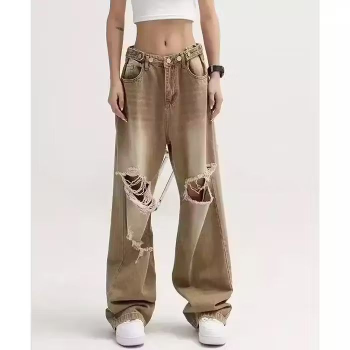 image of Vintage Grunge Baggy Jeans in Brown, Women's (Size 24)