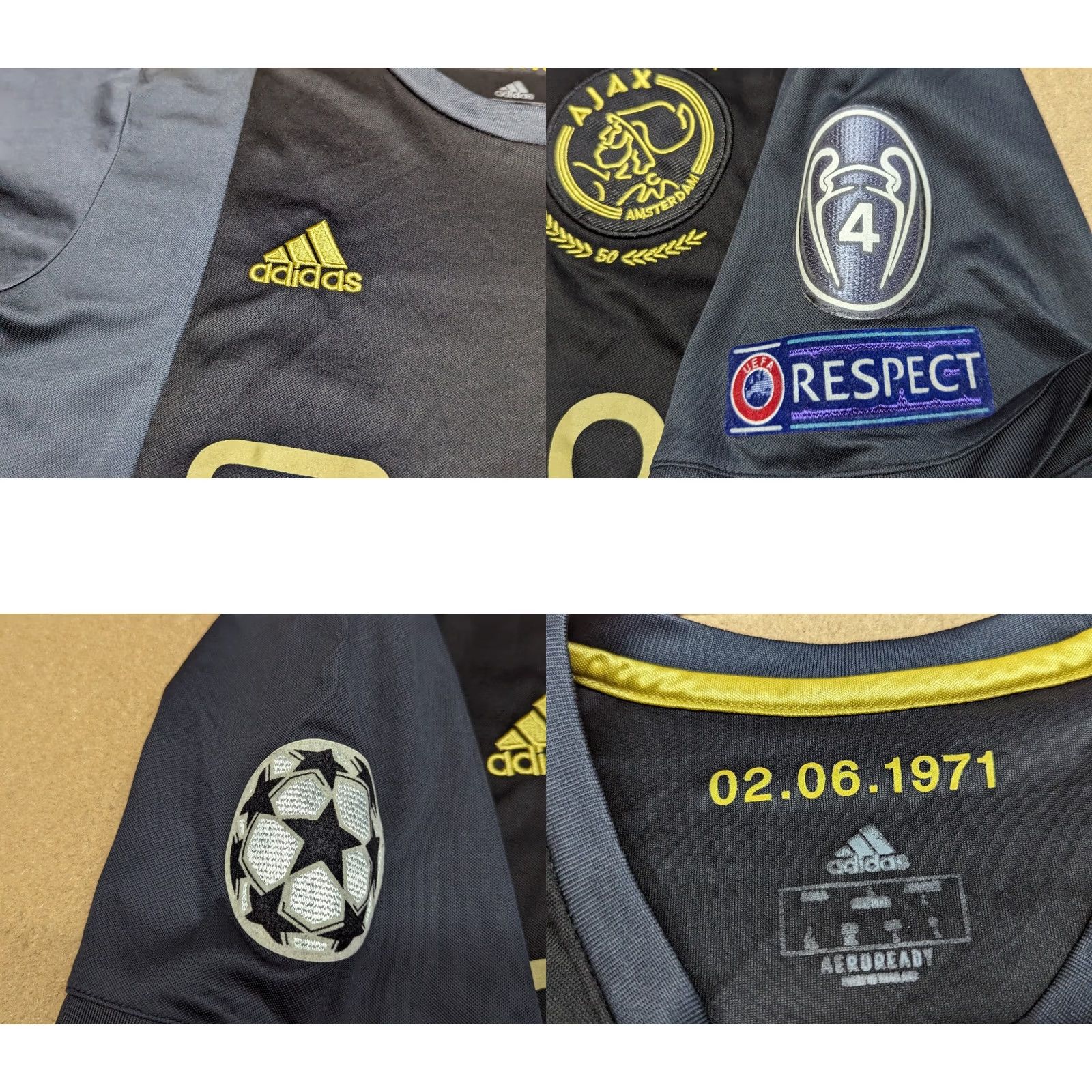 Adidas Adidas Ajax 3rd Champions League Jersey L Black 100% Polyester Football Quick Dry Mens T-Shirt Size US L / EU 52-54 / 3 - 9 Thumbnail