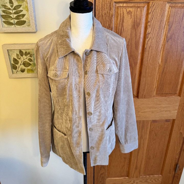Croft & Barrow Croft & Barrow Jacket Womens M Beige Corduroy Blazer Button Size M / US 6-8 / IT 42-44 - 2 Thumbnail