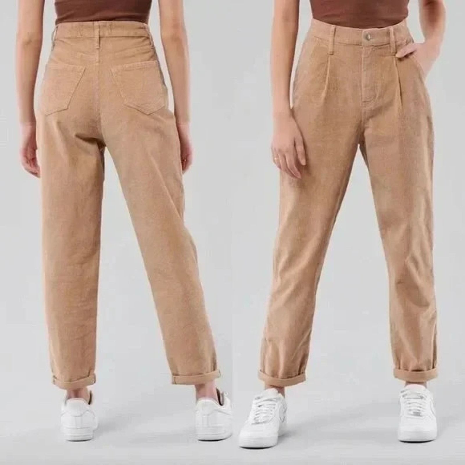 Hollister HOLLISTER HIGH RISE TAN BROWN CORDUROY PLEAT FRONT PANTS 13 Size 30" / US 8 / IT 44 - 1 Thumbnail