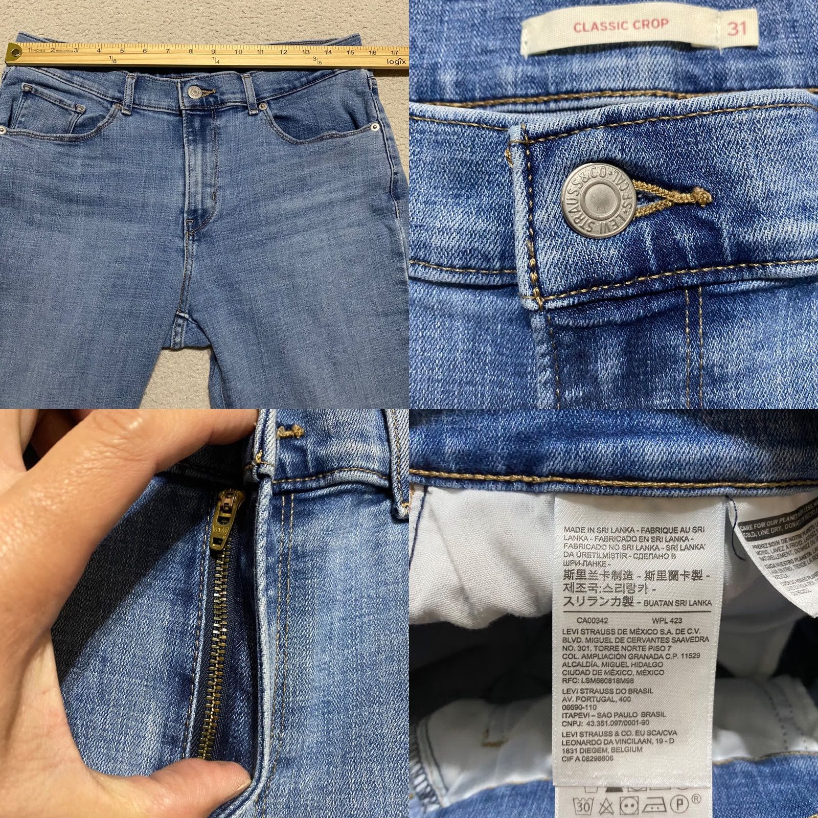 Levi's Levi's Jeans Blue Denim Medium Wash High Rise Cropped 31 Adult Women, 5-Pocket, Regular Fit, Cotton Spandex, Vintage: No Size 24" / US 00 / IT 34 - 8 Thumbnail