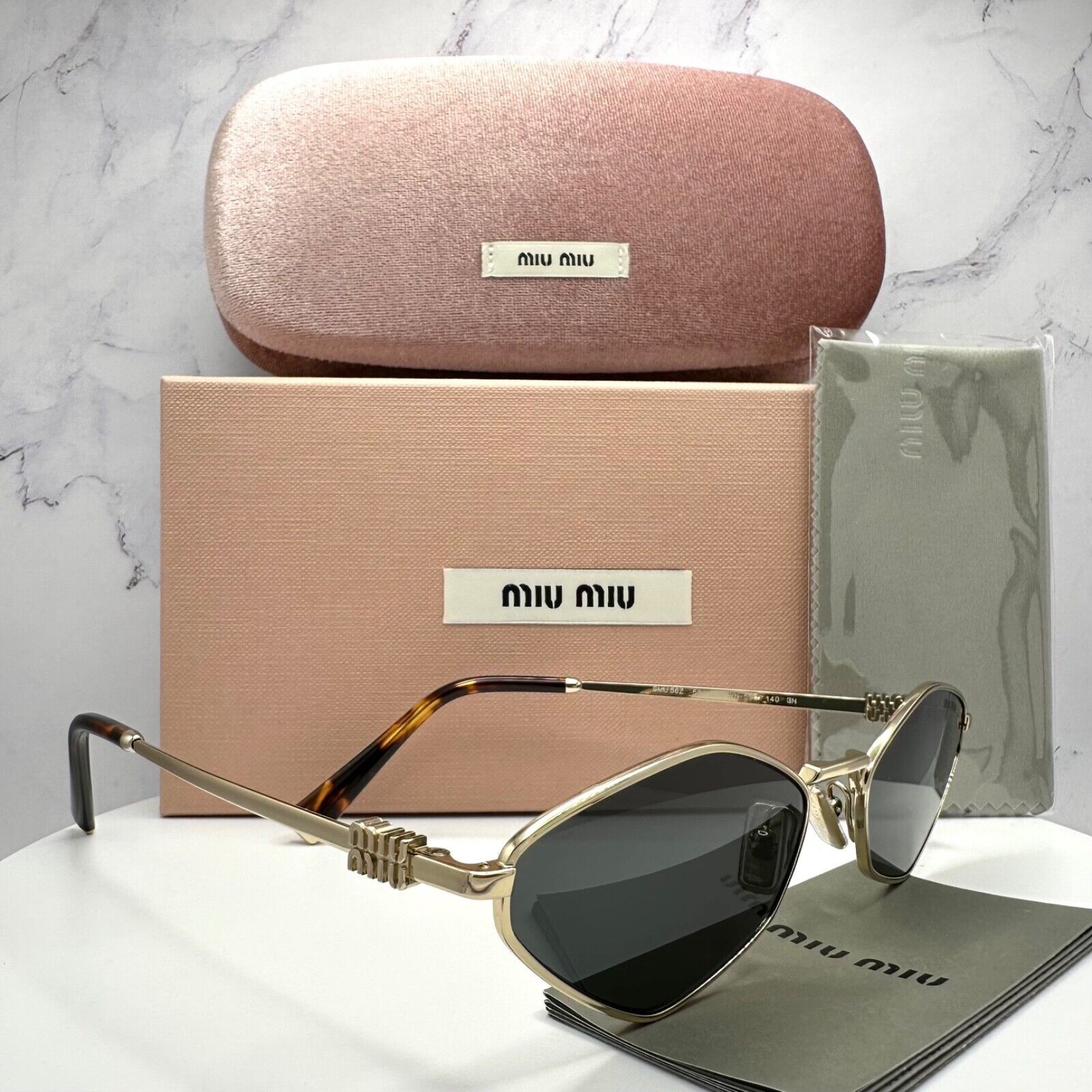Miu Miu New MIU MIU Runway Hexagon Gold Metal Sunglasses Logo Size ONE SIZE - 24 Thumbnail