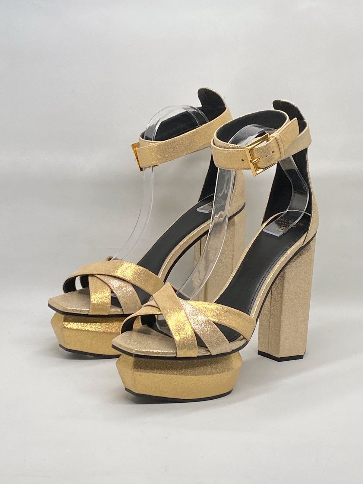 Balmain Balmain Ava Metallic Leather Platform Sandals size 39 Size US 9 / IT 39 - 5 Thumbnail