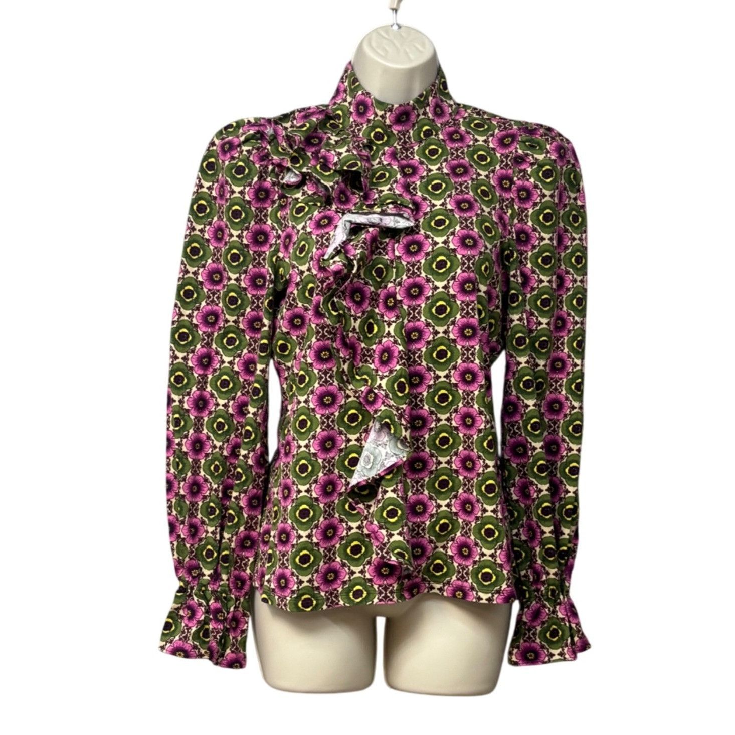 Other INC International Concepts Printed Ruffled Top, Bev Floral, Size S / US 4 / IT 40 - 3 Thumbnail
