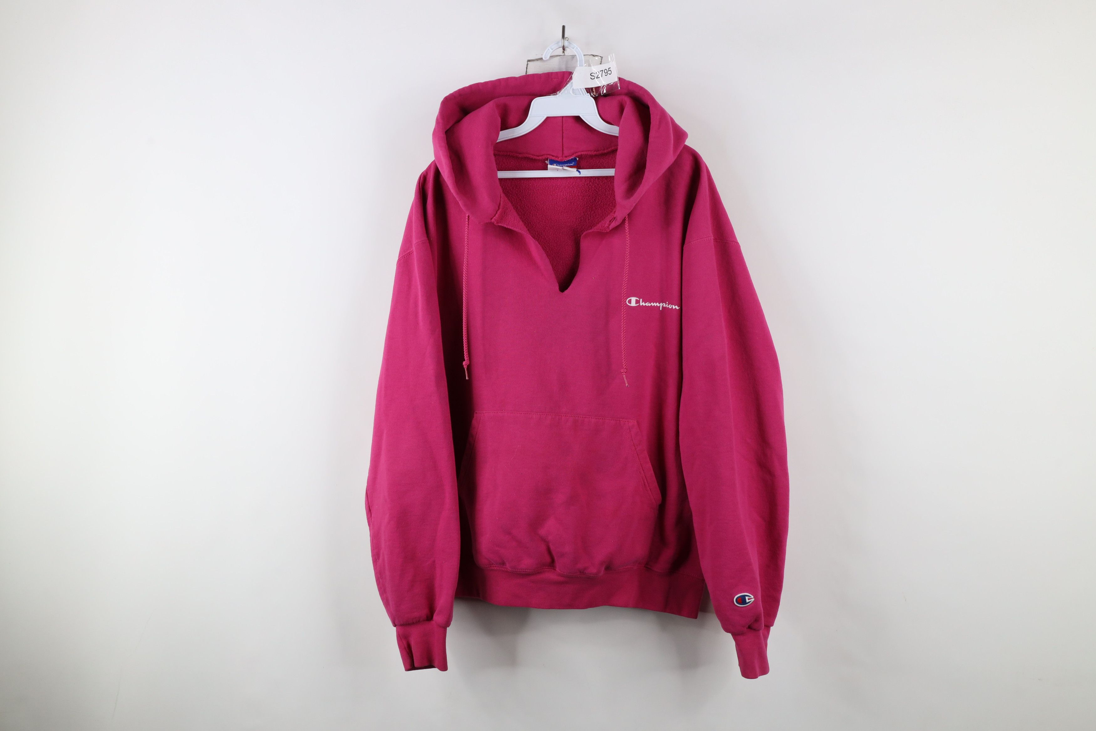 Champion × Vintage Vintage 90s Champion Spell Out Hoodie Sweatshirt Pink Size US L / EU 52-54 / 3 - 1 Thumbnail