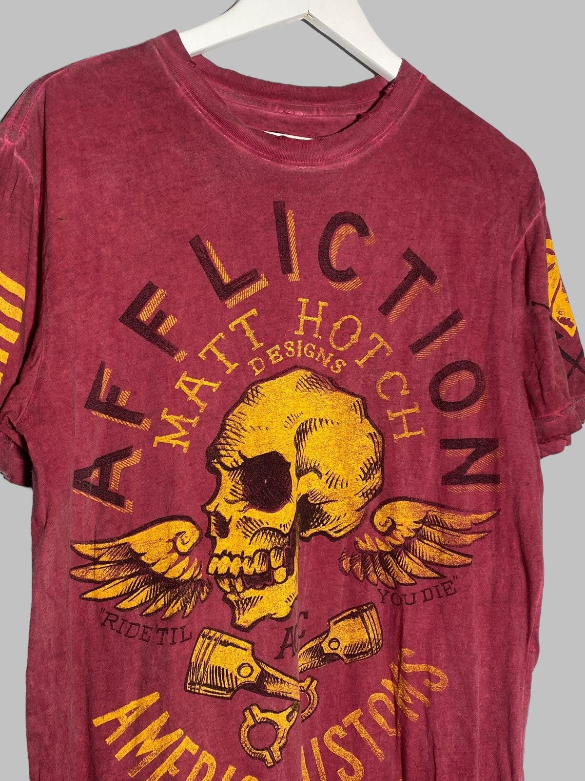 Affliction 🔥 Y2K AFFLICTION BIKER SKULL TEE DISTRESSED TATTOO STYLE Size US L / EU 52-54 / 3 - 3 Thumbnail