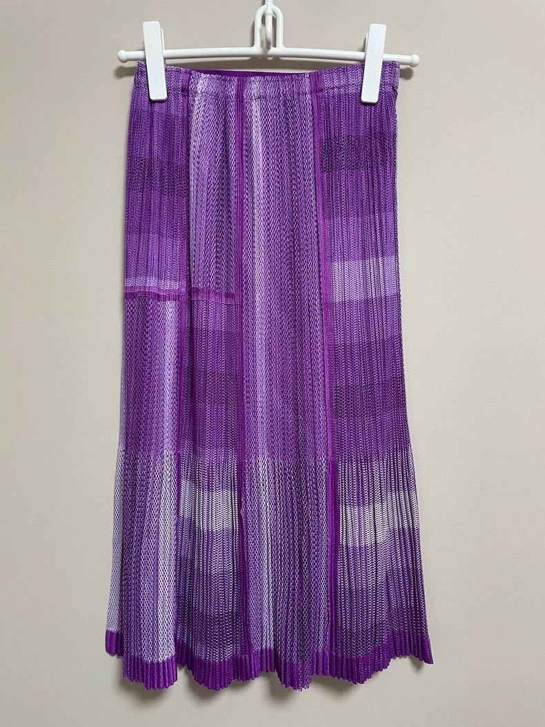 Issey Miyake Issey Miyake size:1 Purple mesh fabric patchwork skirt Size 23" - 1 Thumbnail