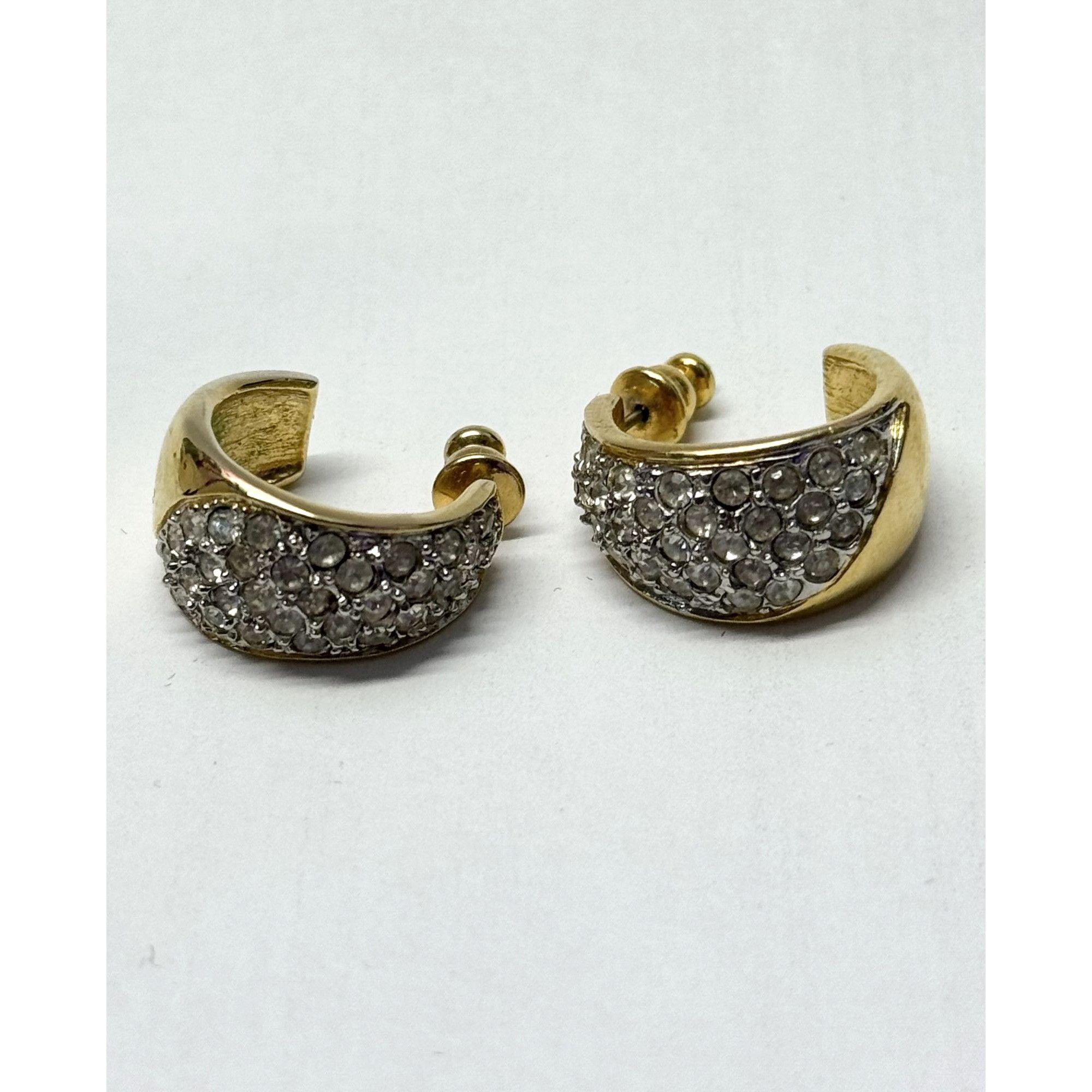 Vintage Vintage rhinestone gold hoop earrings Size ONE SIZE - 6 Thumbnail