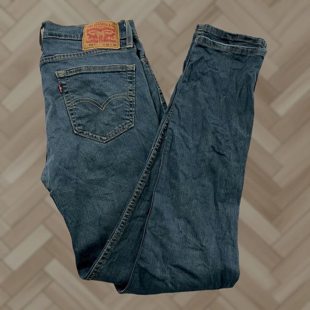 Levi's Levi's 511 Slim Fit Denim Blue Jeans Men's 32x34 Slim Fit Regular Jeans Blue 511 Mens Size US 32 / EU 48 - 1 Thumbnail