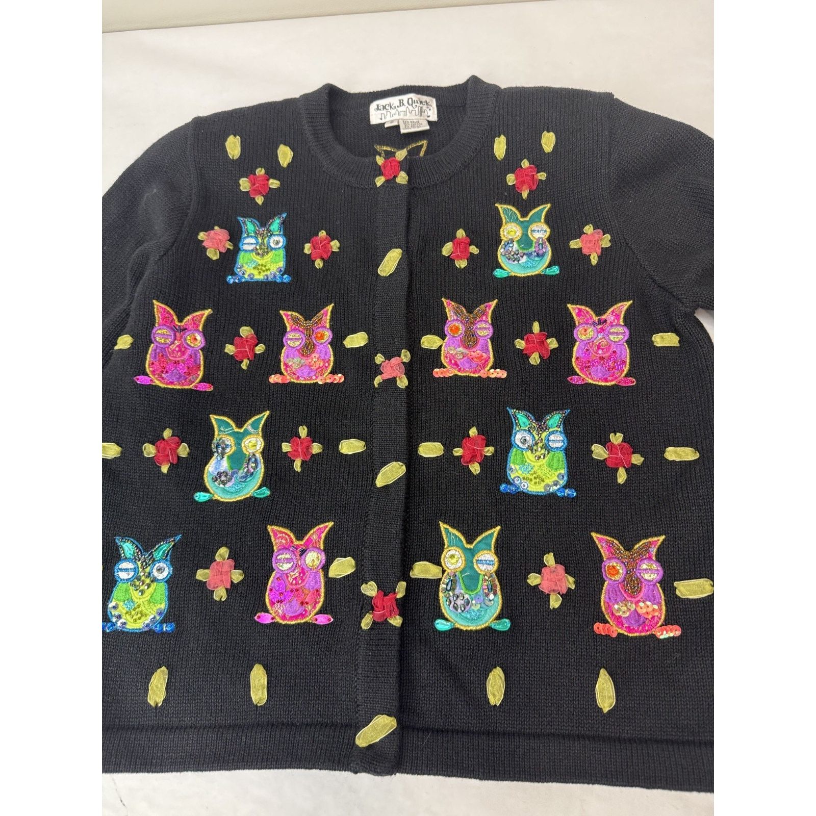 Other Vintage JACK B QUICK Owl Cardigan Beaded Sweater Sz S Size S / US 4 / IT 40 - 4 Thumbnail
