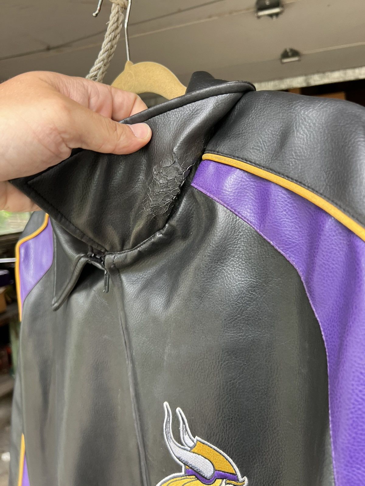 NFL × Vintage Vintage Minnesota Vikings Leather Jacket Size US XL / EU 56 / 4 - 8 Thumbnail