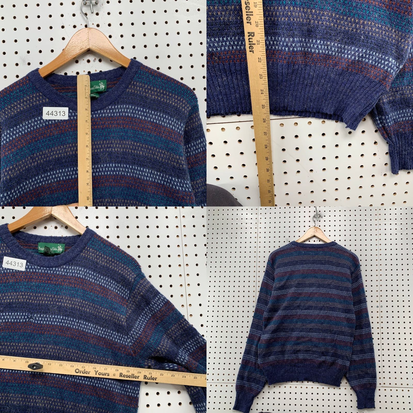 Vintage VINTAGE Knights Sweater Men Large Blue Wool Blend Striped Crewneck Knit Pullover Mens Size US L / EU 52-54 / 3 - 8 Thumbnail