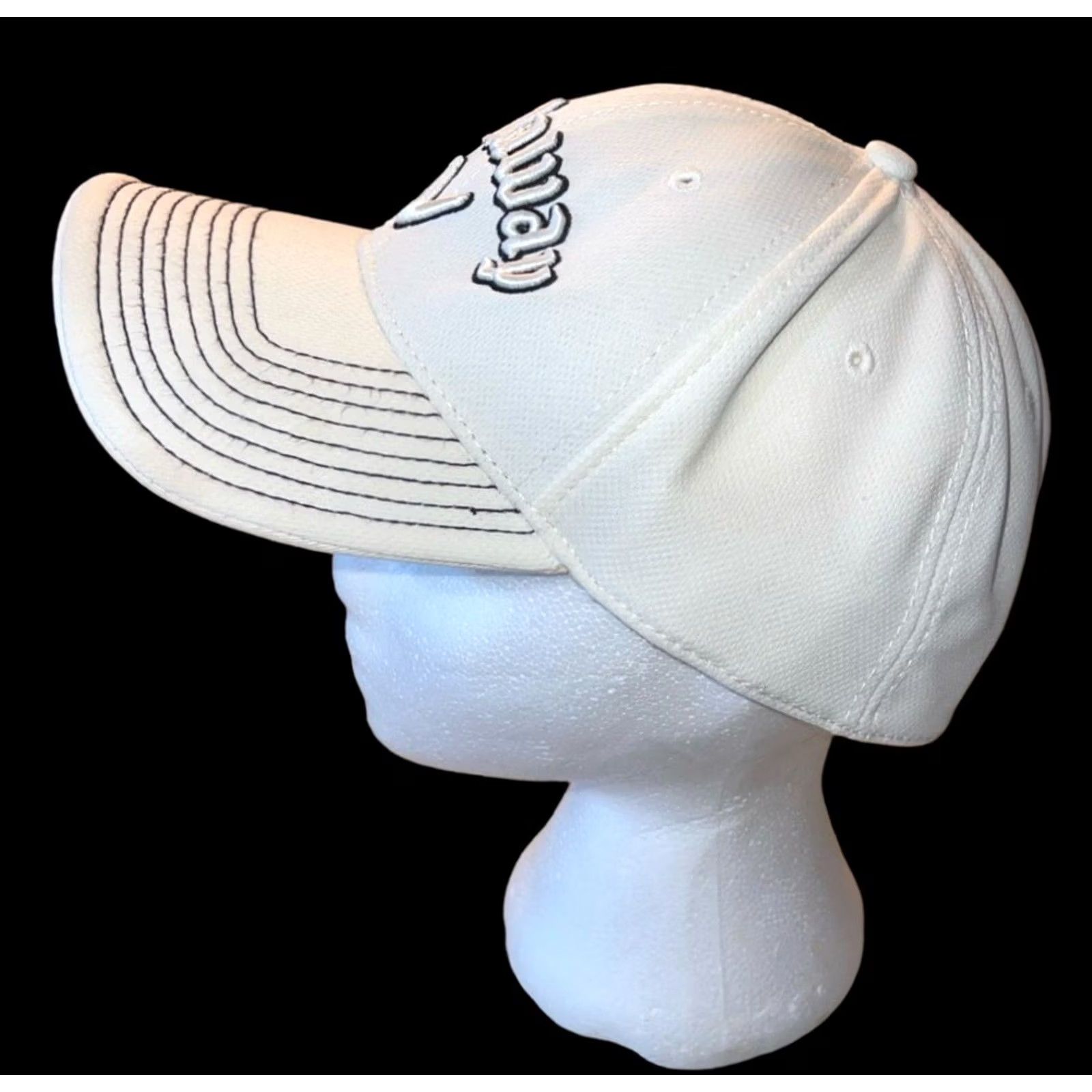 New Era VINTAGE Callaway New Era Medium-Large Hat Cap Golf White Embroidered Stained Headband Mens Size ONE SIZE - 5 Thumbnail