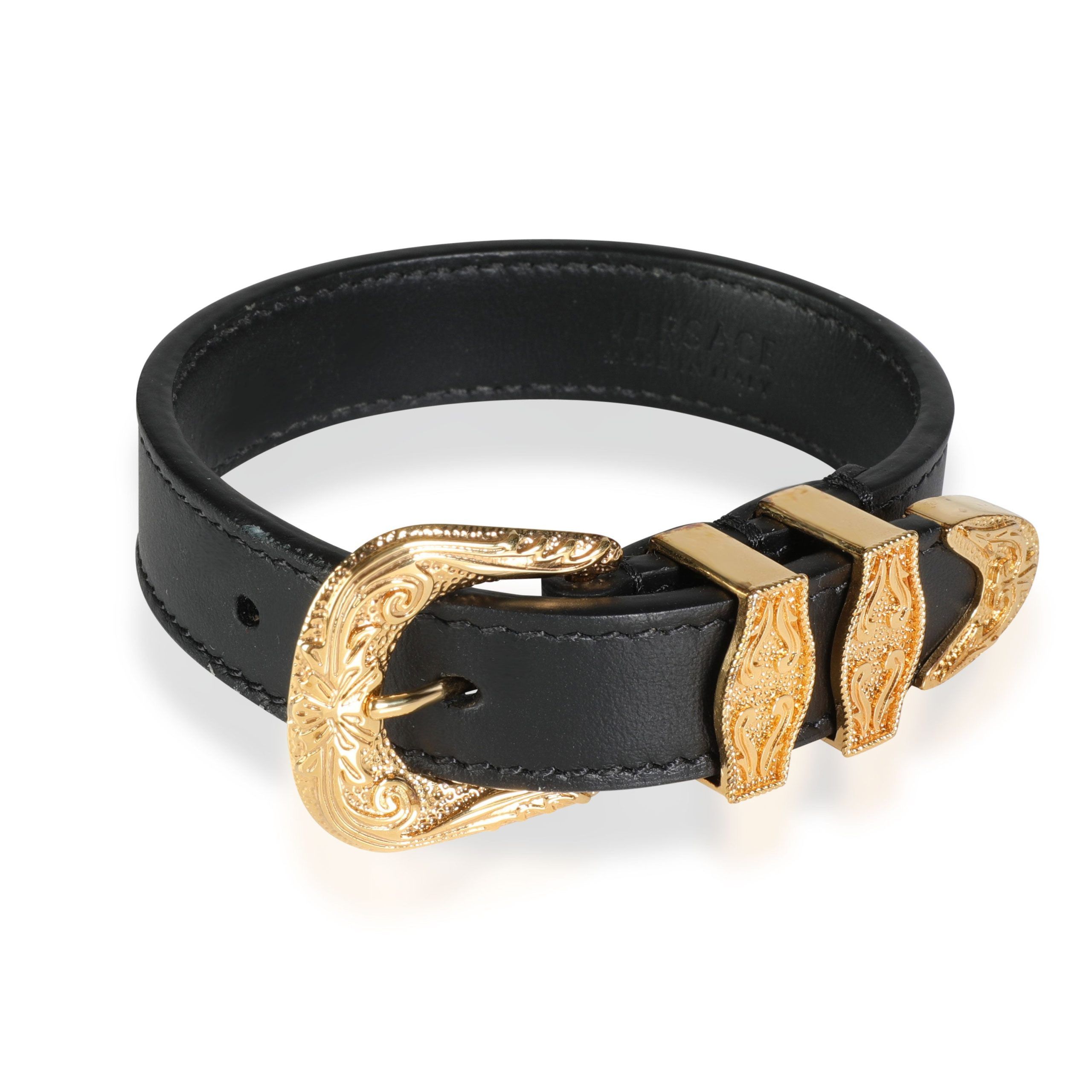image of Versace Gianni Versace Bracelet In Leather in Gold, Women's