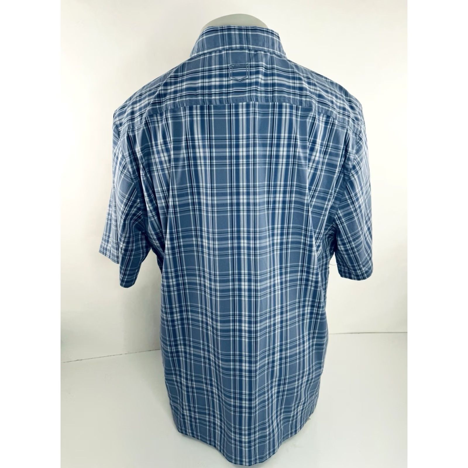 Vintage SCOTTeVEST - Dockside Plaid L Shirt - Grayish Blue / White - Men - Short Sleeve Button-Up - Regular Size L Size US L / EU 52-54 / 3 - 4 Thumbnail