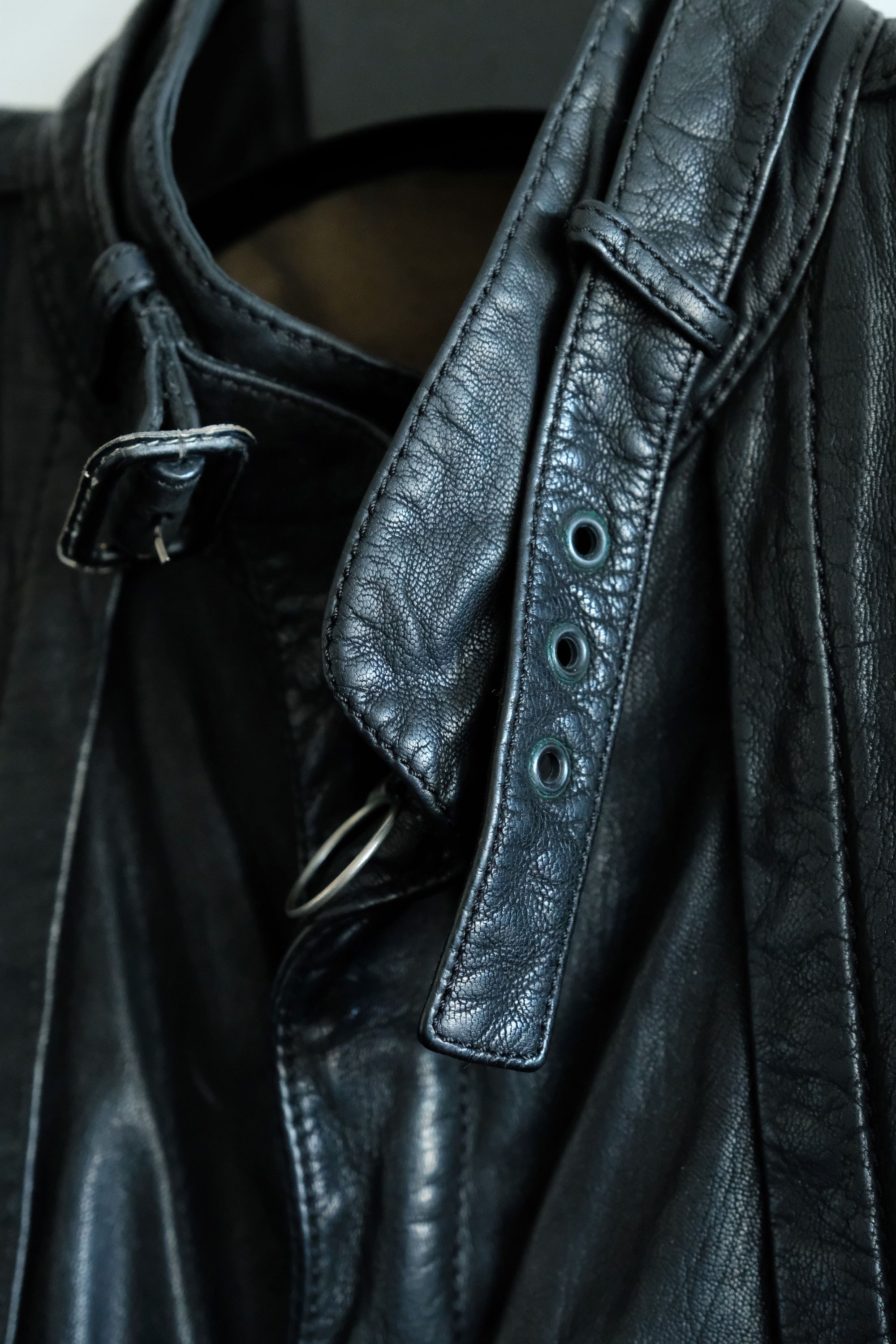 Yohji Yamamoto Yohji Yamamoto Leather Jacket Cafe Racer Biker Y's 5 XL Size US XL / EU 56 / 4 - 3 Thumbnail